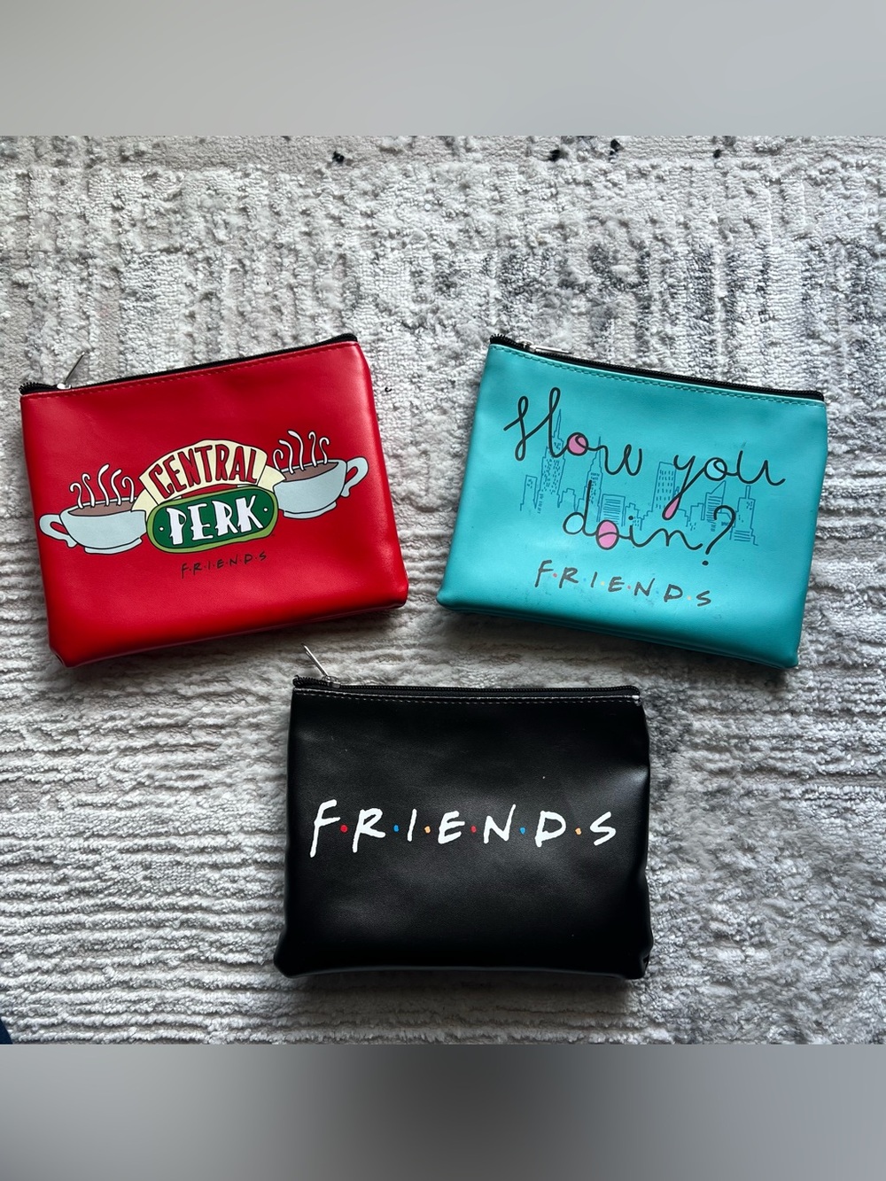 FRIENDS™ Black Logo Zip Pouch - Compact Travel Makeup Bags